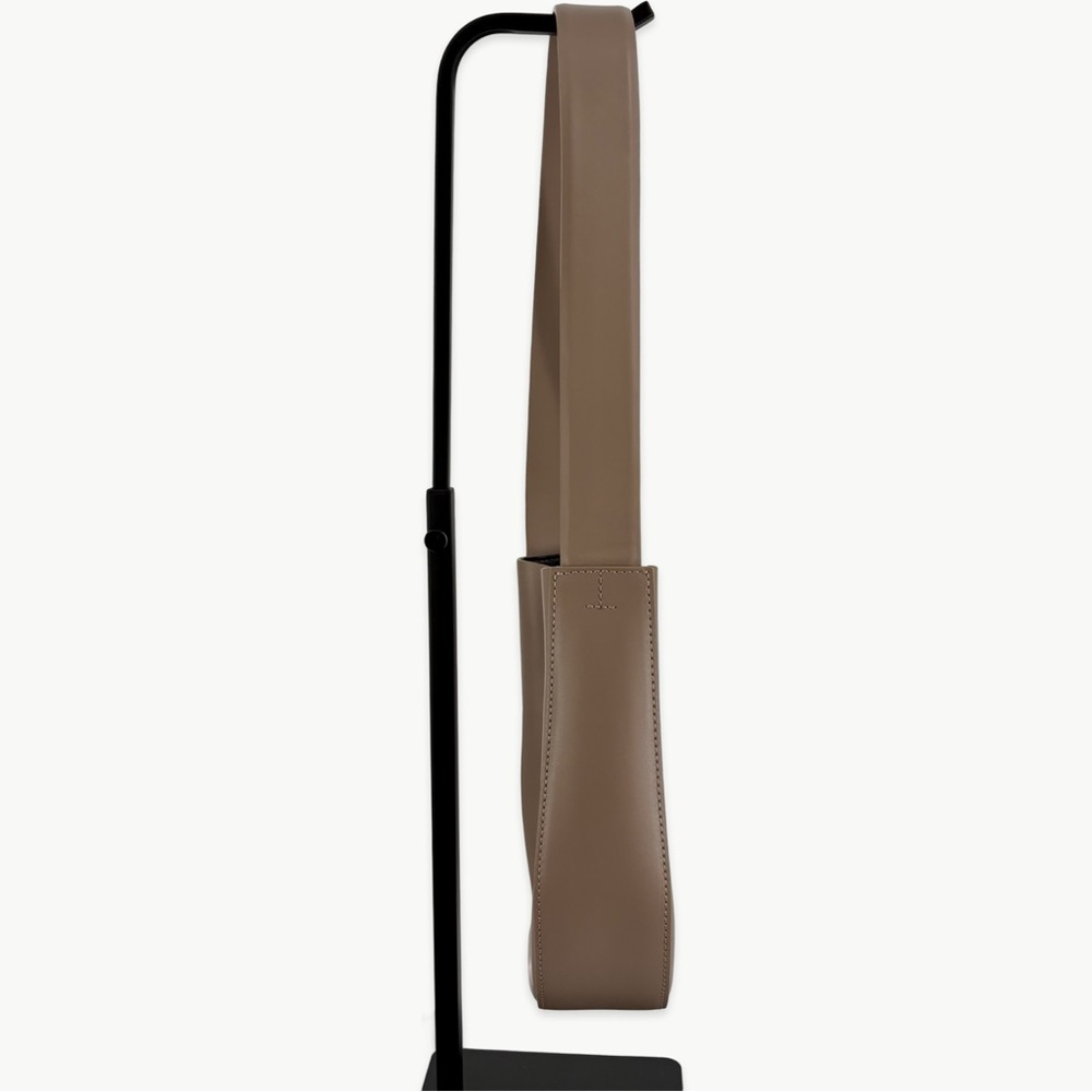 Closed Half Round 100% Calfskin Leather Tote Shoulder Bag | Grey - Picture 15 of 15